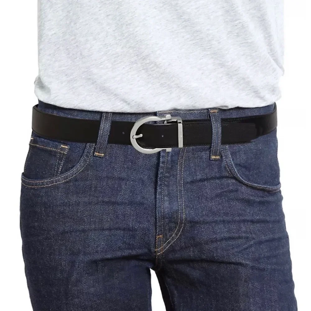 Salvatore Ferragamo Adjustable & Reversible Smooth Leather Buckle Belt size 32
